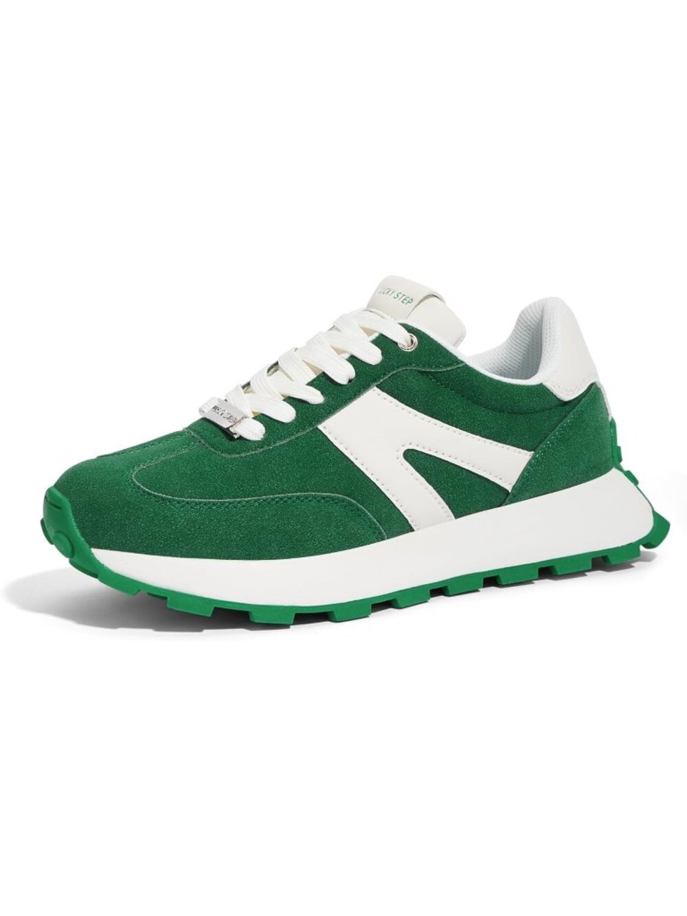Women's Green Retro Classic Stylish Lace Up Tennis Running Walking Sneakers